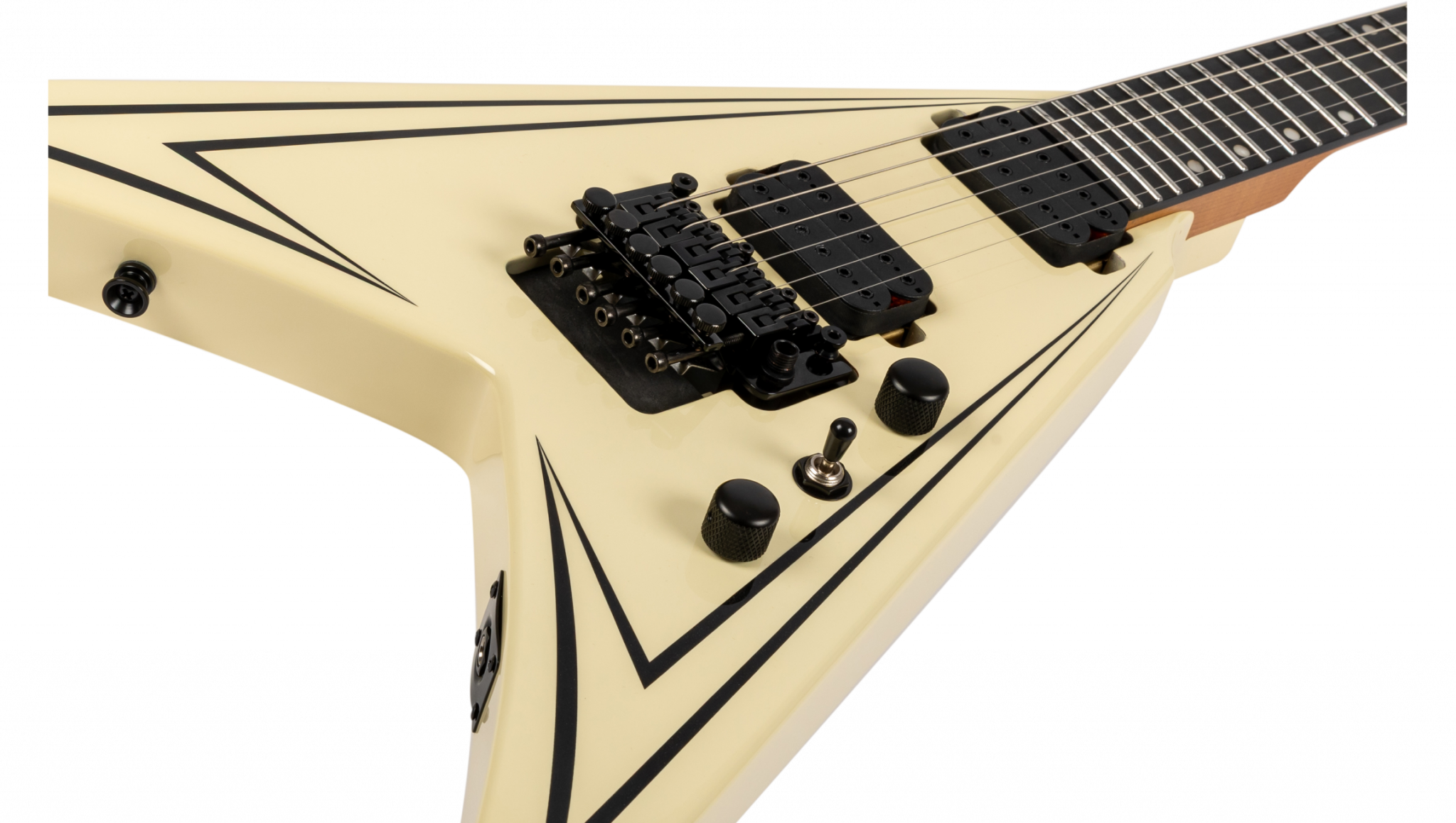 Spira Guitars V420 Awh 2h Trem Eb - Antique White Stripe - Guitare Électrique MÉtal - Variation 3