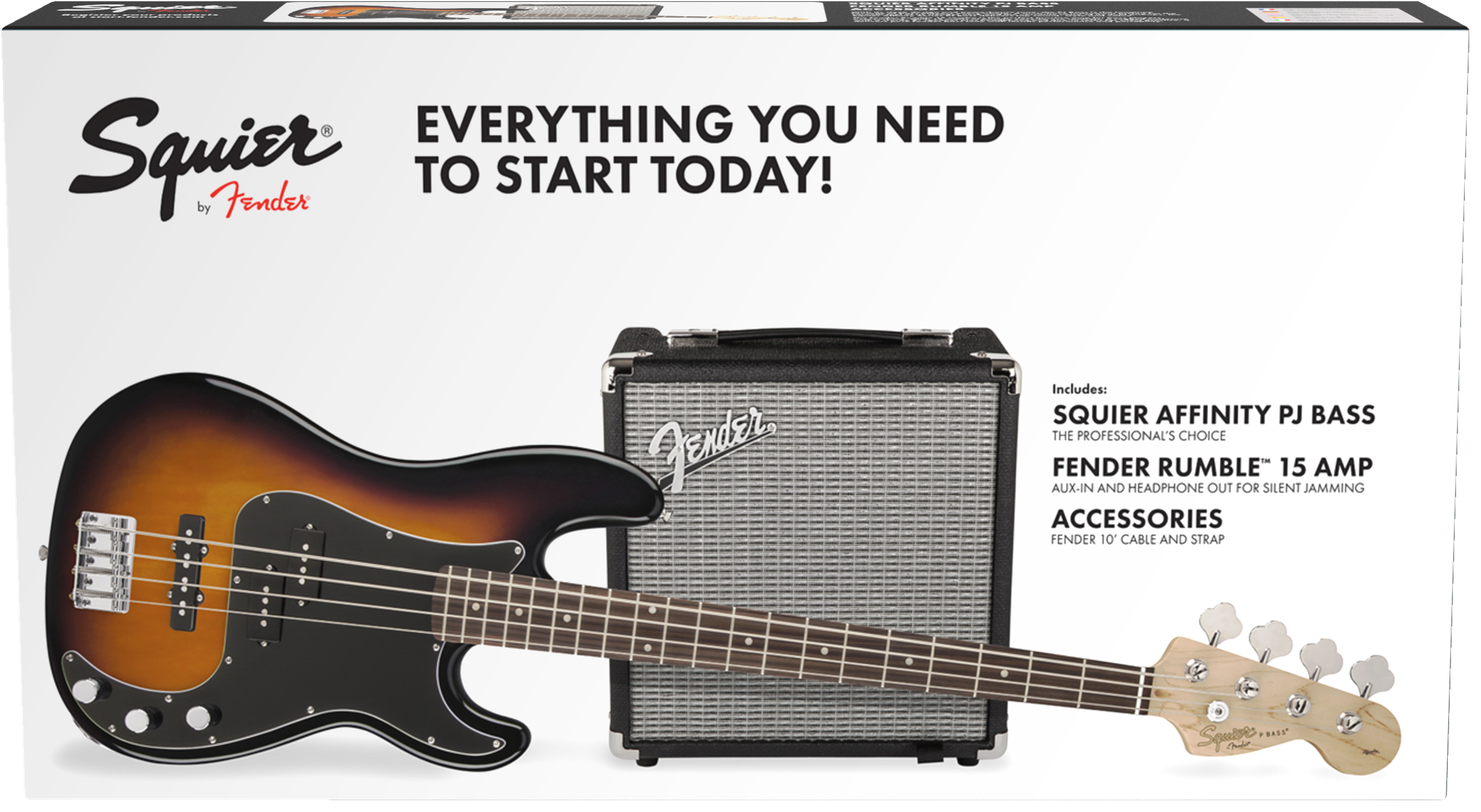 Squier Affinity Series Precision Bass Pj Pack (lau) - Brown Sunburst - Basse Électrique Solid Body - Variation 1