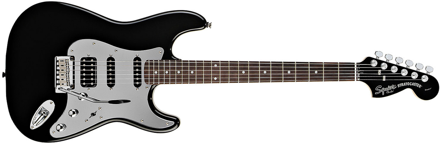 Squier Black & Chrome Standard Strat Hss (rw) - Black - Guitare Électrique Forme Str - Main picture
