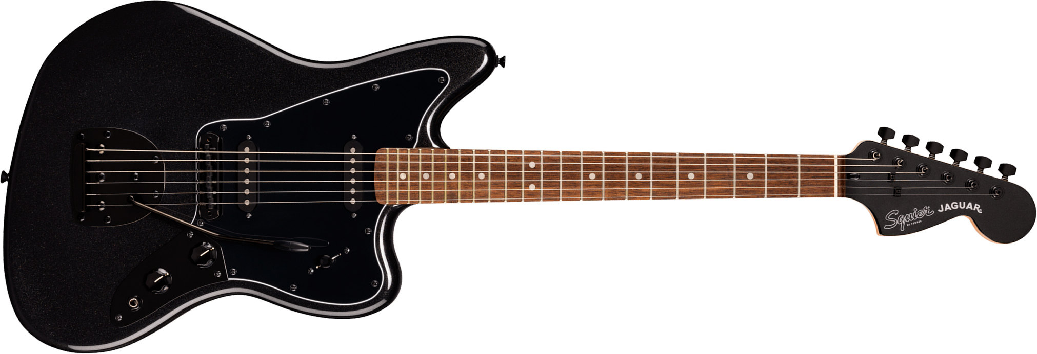 Squier Jaguar Affinity Fsr Shsc 2s Trem Lau - Metallic Black - Guitare Électrique RÉtro Rock - Main picture