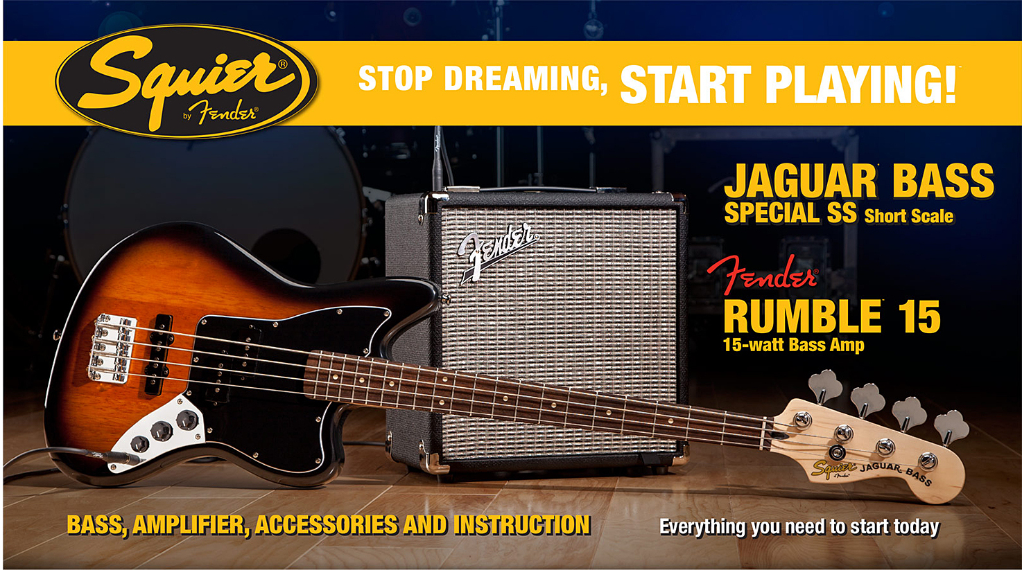 Squier Jaguar Bass Special Ss With Fender Rumble 15 Set - Pack Basse Electrique - Main picture