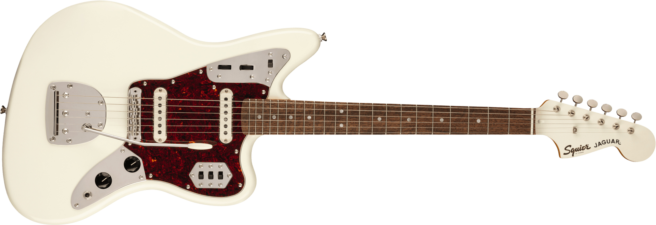 Squier Jaguar Classic Vibe 60s Fsr Ltd Lau - Olympic White With Matching Headstock - Guitare Électrique RÉtro Rock - Main picture