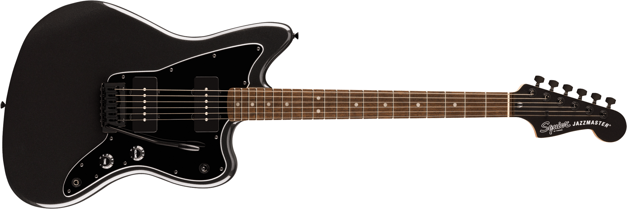 Squier Jazzmaster Affinity Fsr Ltd 2s Trem Lau - Metallic Black - Guitare Électrique RÉtro Rock - Main picture