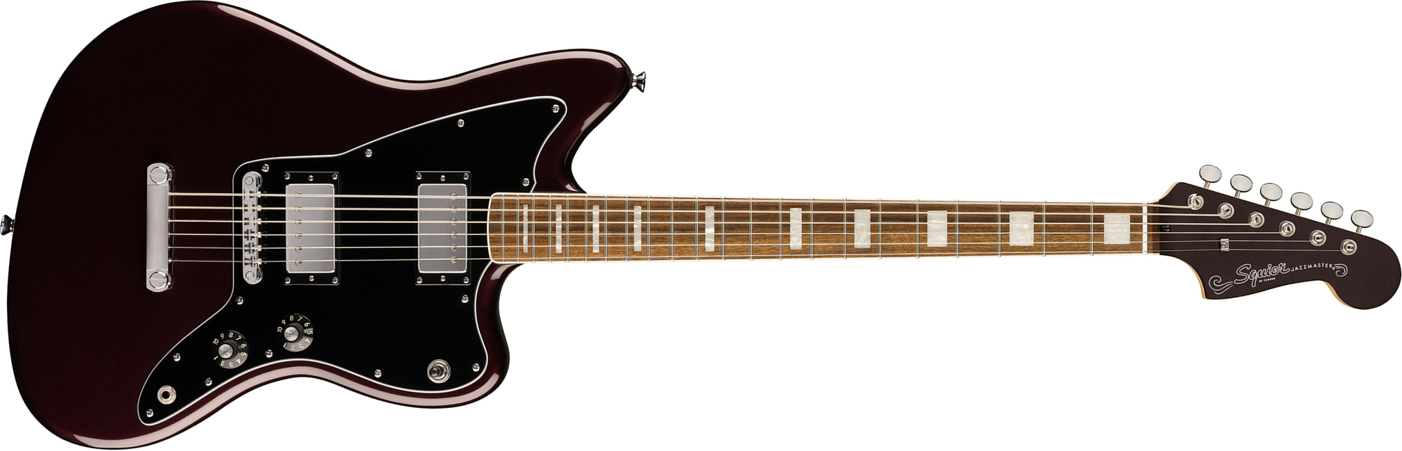 Squier Jazzmaster Baritone Hh Paranormal 2h Ht Lau - Oxblood - Guitare Électrique RÉtro Rock - Main picture