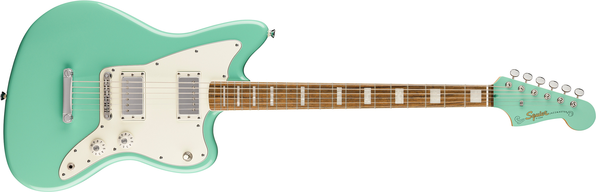Squier Jazzmaster Baritone Hh Paranormal 2h Ht Lau - Seafoam Green - Guitare Électrique RÉtro Rock - Main picture
