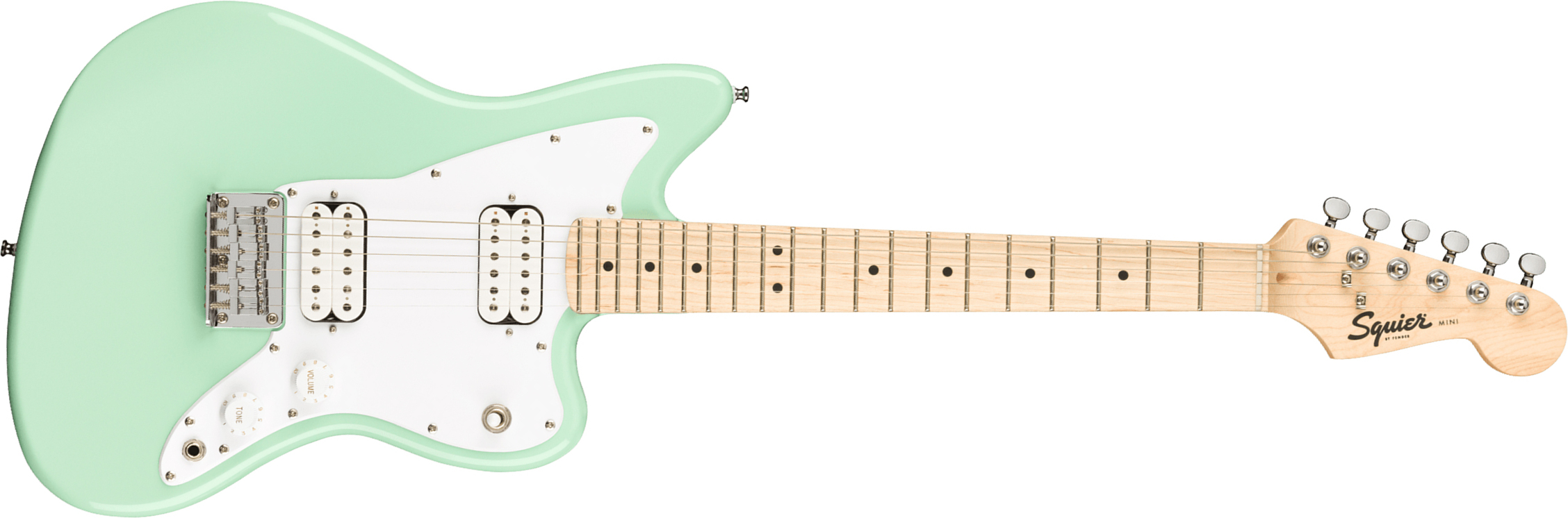 Squier Mini Jazzmaster Bullet Hh Ht Mn - Surf Green - Guitare Électrique Enfant - Main picture