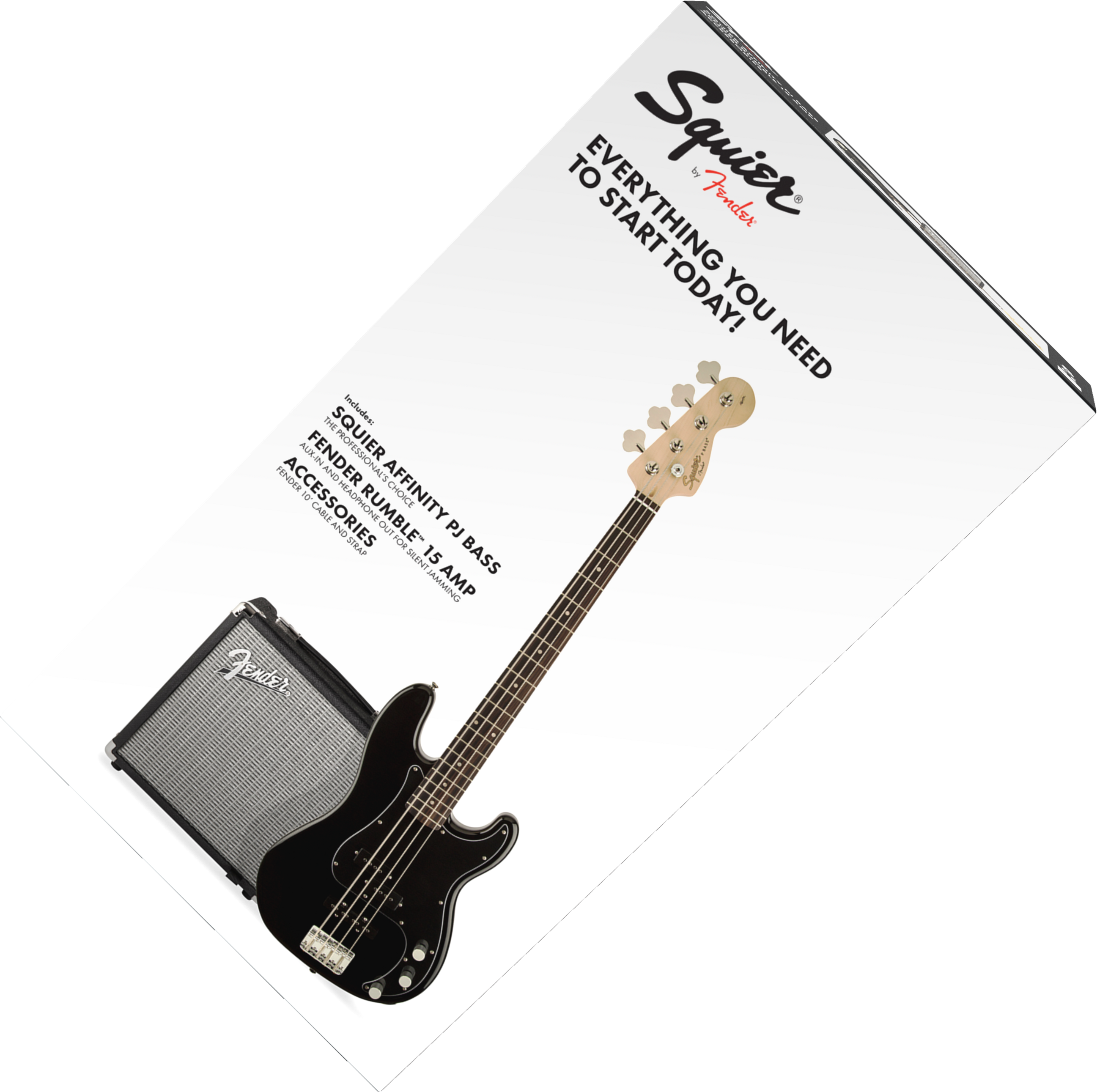 Squier Precision Bass Pj Affinity Series +fender Rumble 15 V3 Lau - Black - Basse Électrique Solid Body - Main picture