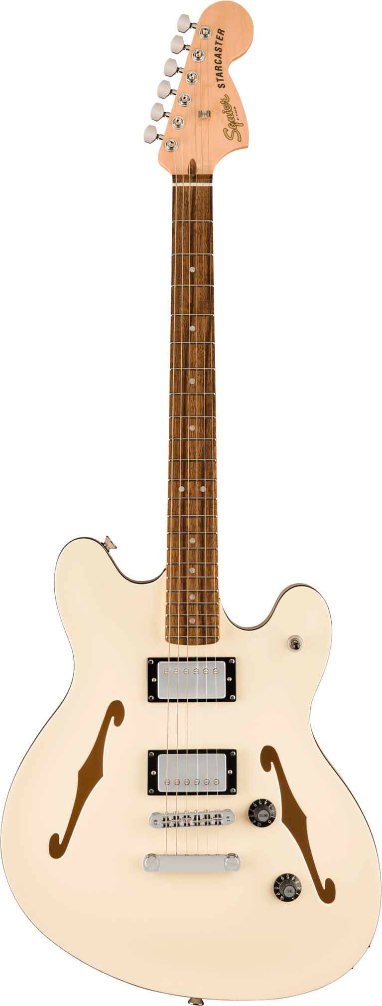 Squier Starcaster Deluxe Affinity Ind 2h Ht Lau - Olympic White - Guitare Électrique RÉtro Rock - Main picture