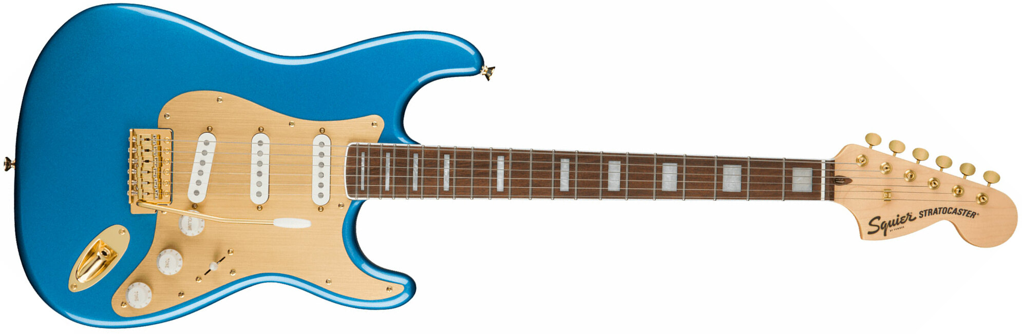Squier Strat 40th Anniversary Gold Edition Lau - Lake Placid Blue - Guitare Électrique Forme Str - Main picture