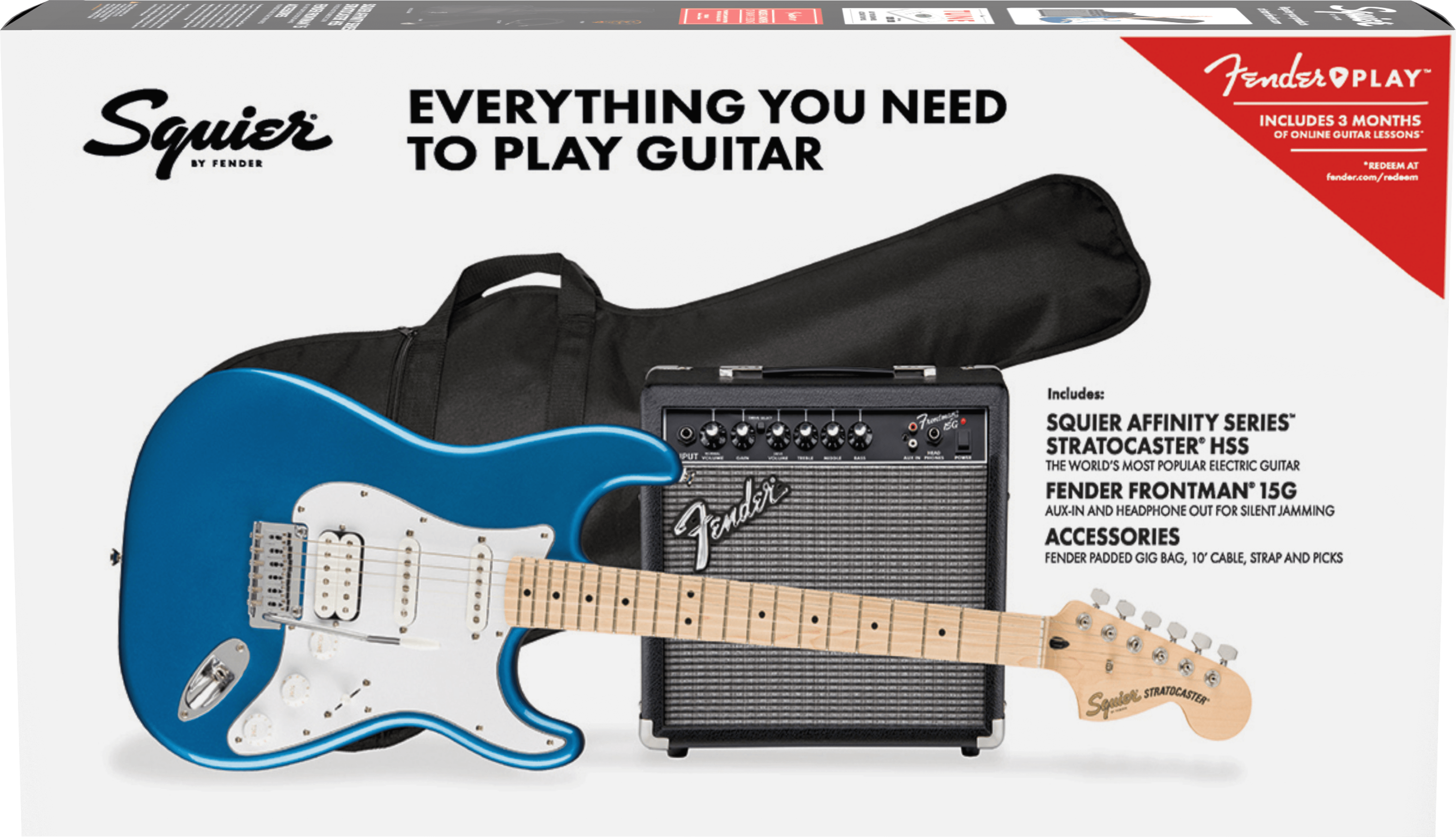 Squier Strat Affinity Hss Pack +fender Frontman 15g 2021 Trem Mn - Lake Placid Blue - Pack Guitare Électrique - Main picture