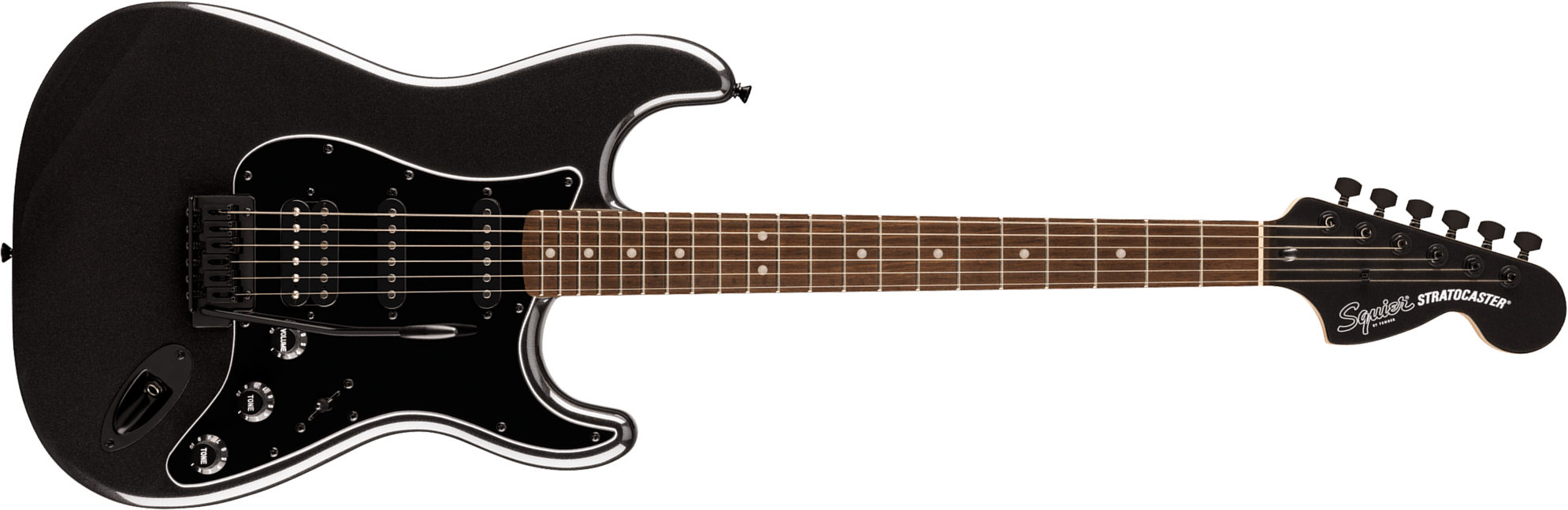 Squier Strat Hss Affinity Fsr Ltd Trem Lau - Metallic Black Matching Headstock - Guitare Électrique Forme Str - Main picture