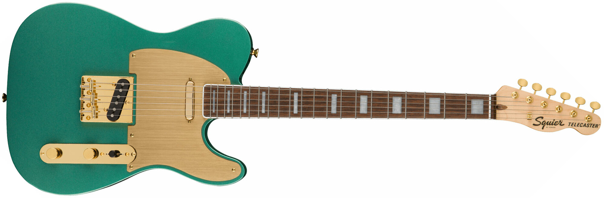 Squier Tele 40th Anniversary Gold Edition Lau - Sherwood Green Metallic - Guitare Électrique Forme Tel - Main picture