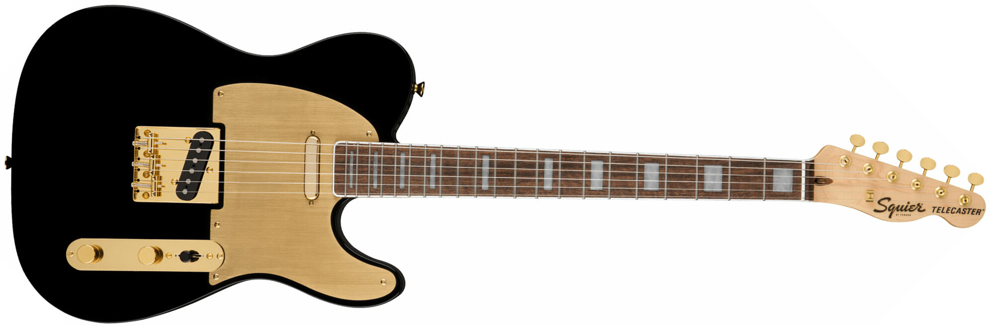 Squier Tele 40th Anniversary Gold Edition Lau - Black - Guitare Électrique Forme Tel - Main picture