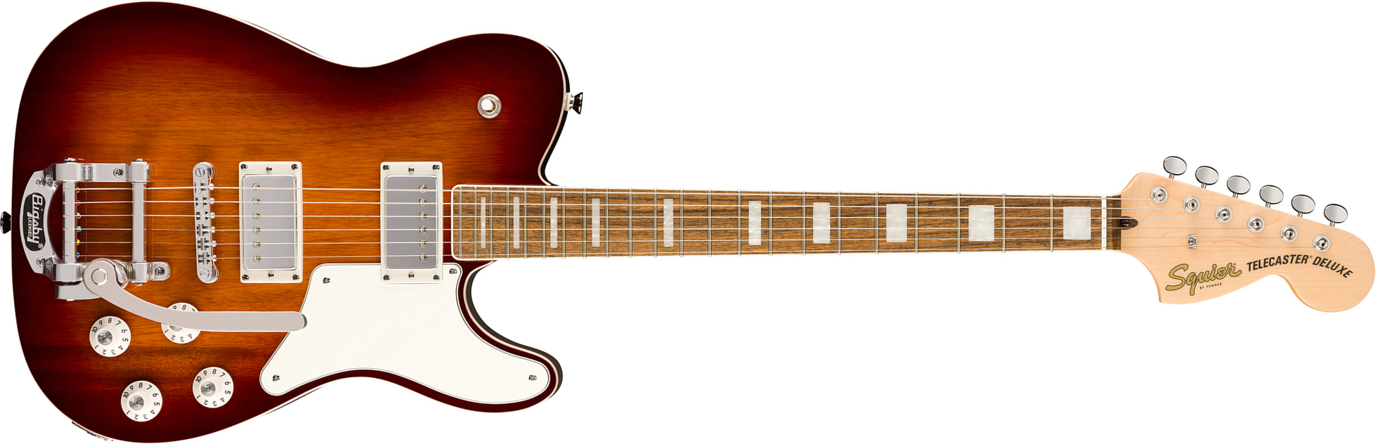 Squier Tele Deluxe Troublemaker Bigsby Paranormal 2h Trem Lau - Honey Sunburst - Guitare Électrique Forme Tel - Main picture