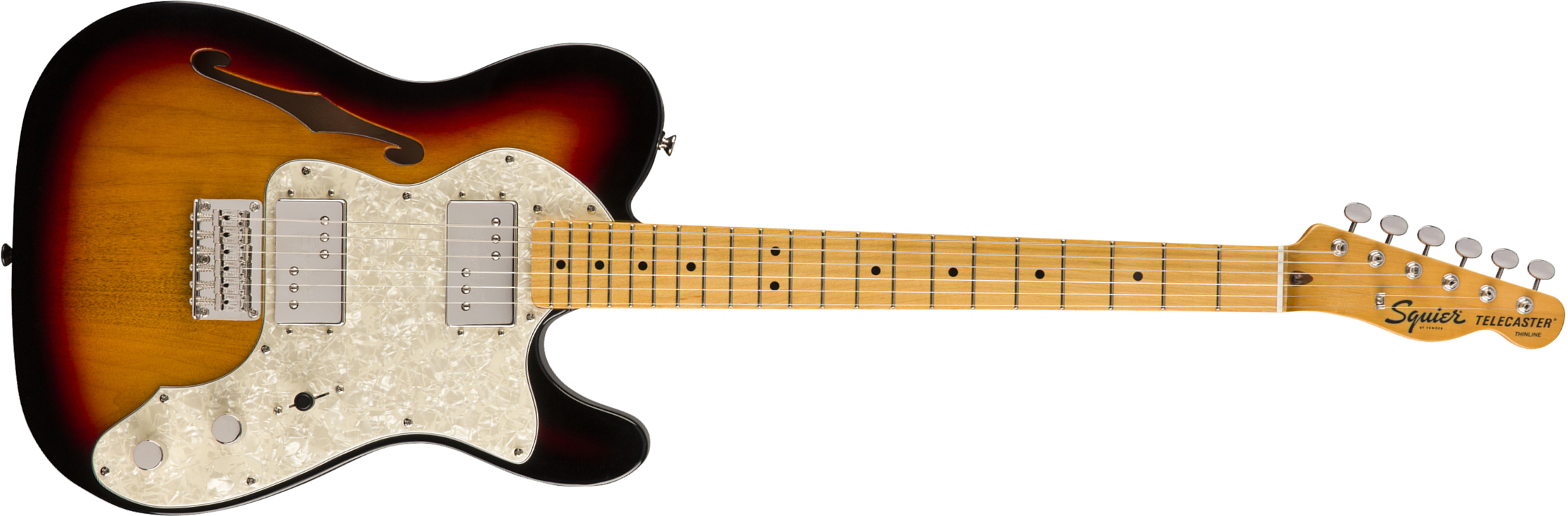 Squier Tele Thinline Classic Vibe 70s 2019 Hh Mn - 3-color Sunburst - Guitare Électrique 1/2 Caisse - Main picture