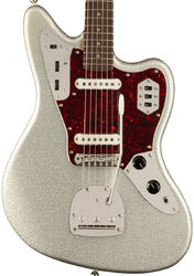 Guitare électrique rétro rock Squier FSR Classic Vibe '60s Jaguar (LAU) - Silver sparkle matching headstock