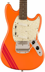 Guitare électrique forme str Squier FSR Classic Vibe '60s Competition Mustang Ltd (LAU) - Capri orange w/ dakota red stripes