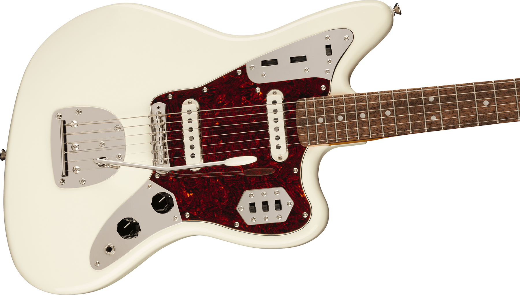 Squier Jaguar Classic Vibe 60s Fsr Ltd Lau - Olympic White With Matching Headstock - Guitare Électrique RÉtro Rock - Variation 2