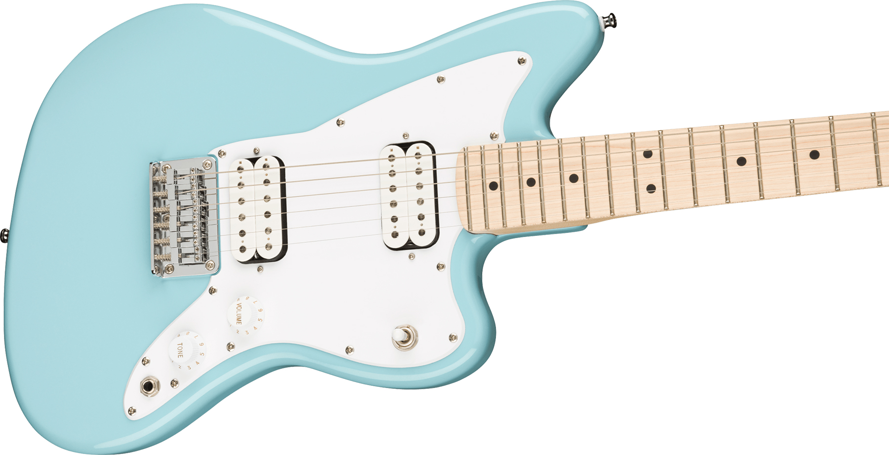 Squier Mini Jazzmaster Bullet Hh Ht Mn - Daphne Blue - Guitare Électrique Enfant - Variation 2