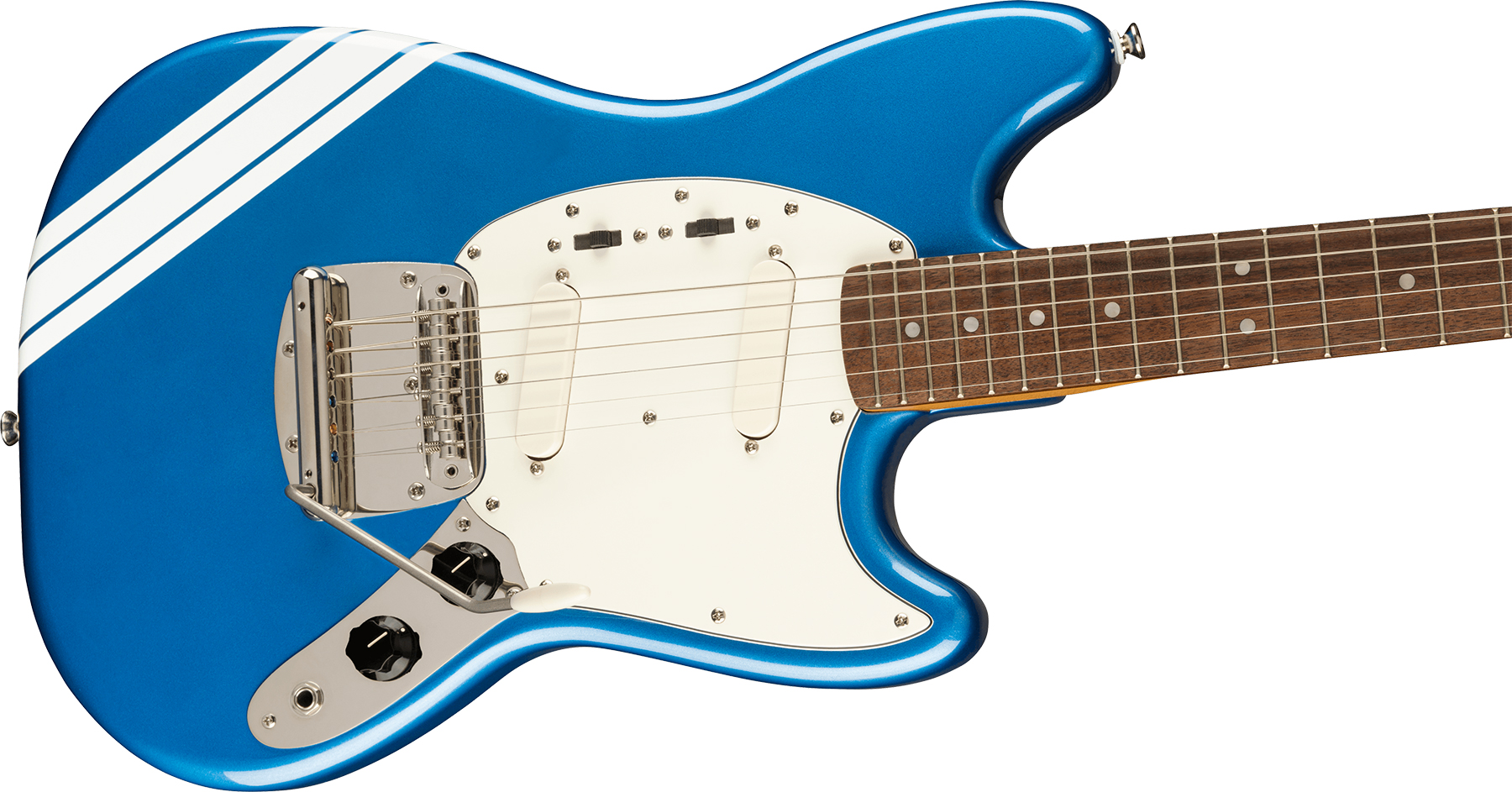 Squier Mustang  Classic Vibe 60s Competition Fsr Ltd Lau - Lake Placid Blue W/ Olympic White Stripes - Guitare Électrique RÉtro Rock - Variation 2