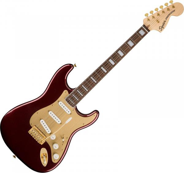 Guitare électrique solid body Squier 40th Anniversary Stratocaster Gold Edition - Ruby red metallic