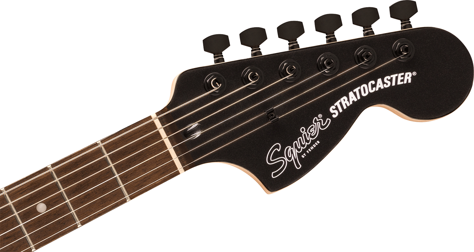 Squier Strat Hss Affinity Fsr Ltd Trem Lau - Metallic Black Matching Headstock - Guitare Électrique Forme Str - Variation 3