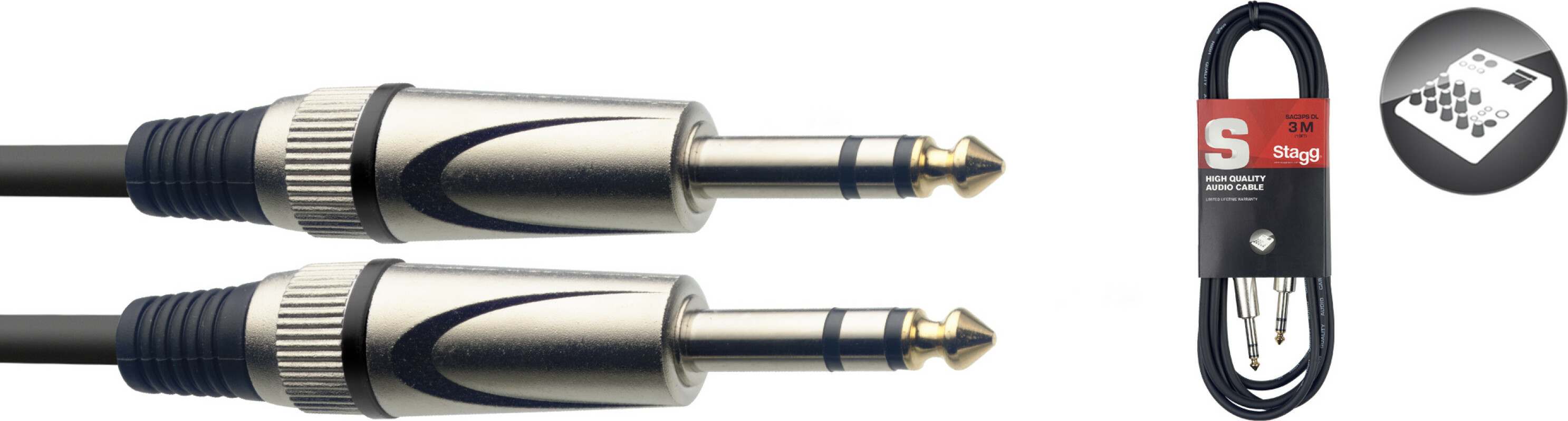 Stagg Sac3ps Dl Cable Audio Jckm Stereo Dlx 3m - CÂble - Main picture