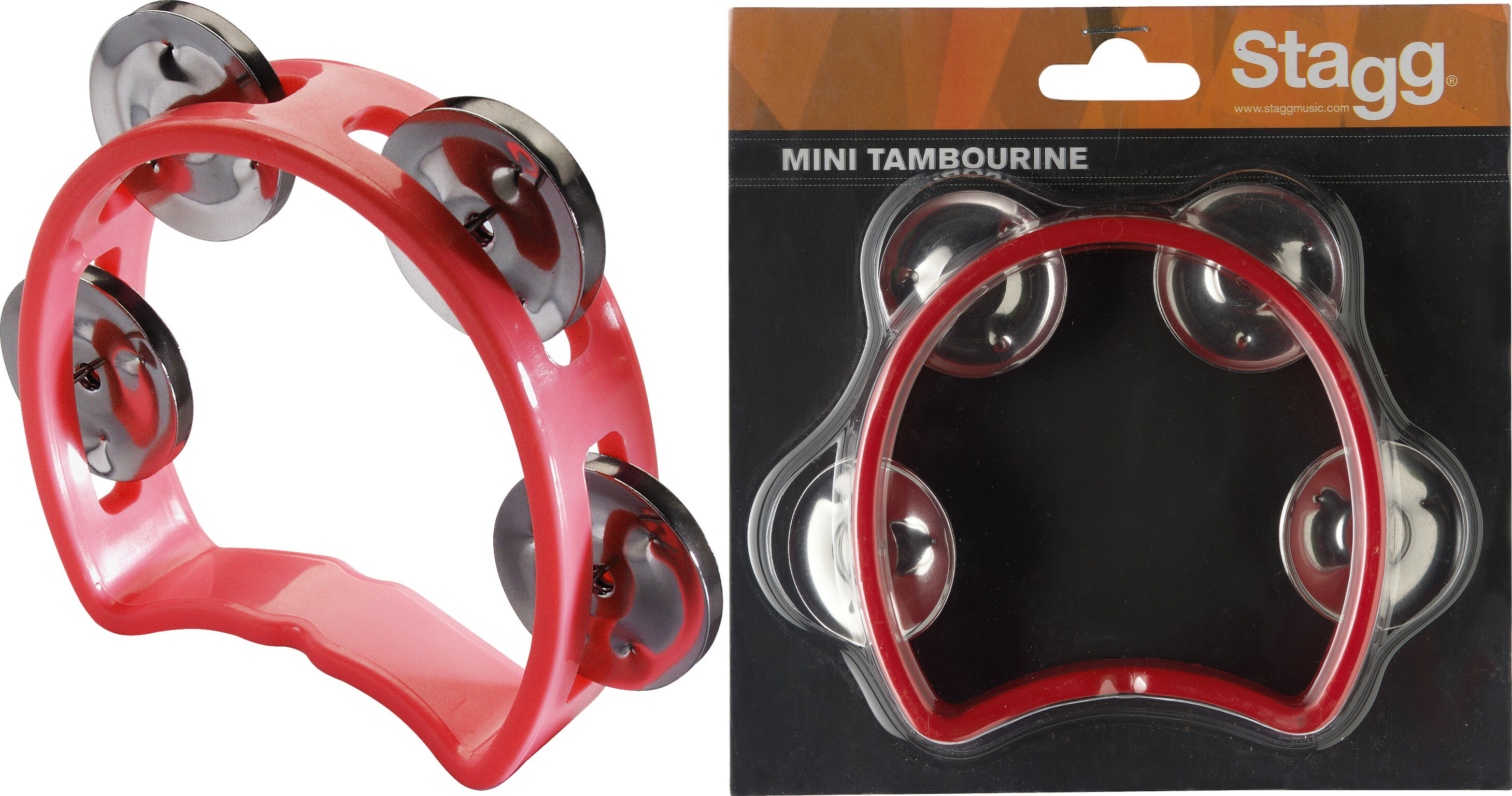 Stagg Tab-mini/rd Mini Tambourin En Plastique Avec 4 Cymbalettes Rouge - Percussions À Secouer - Main picture