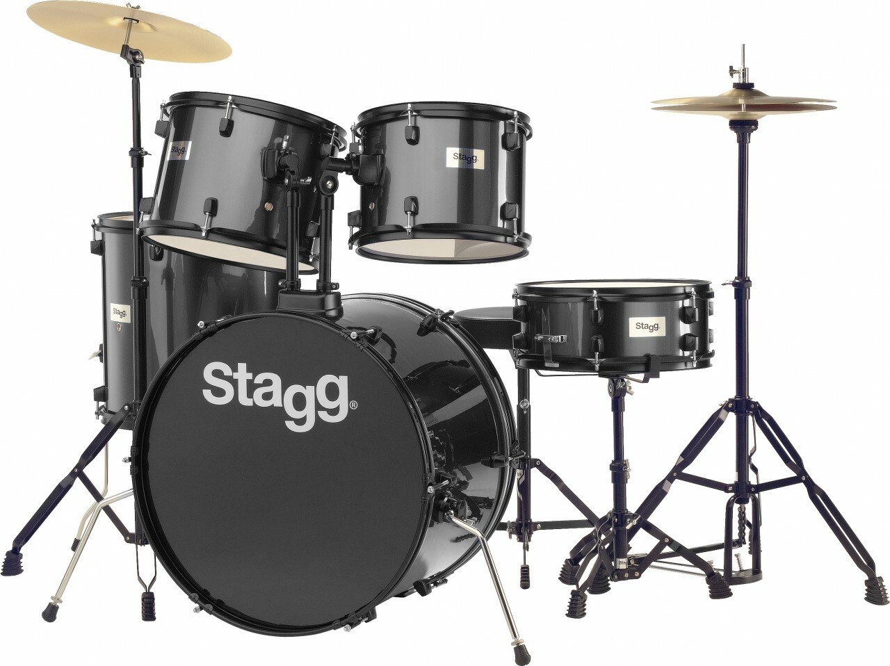 Stagg Tim122b + Hardware + Cymbales - 5 FÛts - Noir - Batterie Acoustique Standard - Main picture