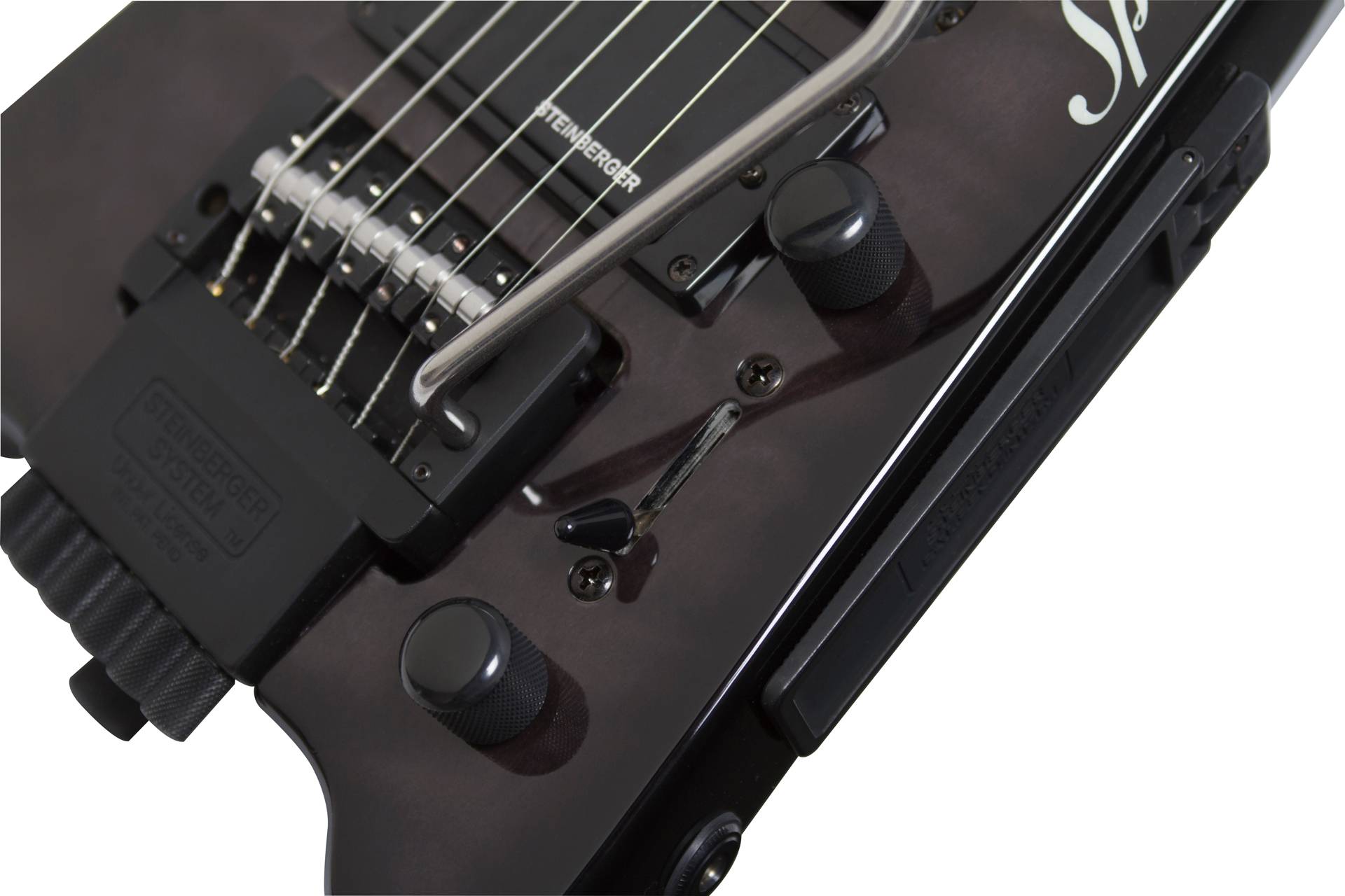 Steinberger Gt-pro Deluxe Quilt Top Outfit Hsh Trem Rw +housse - Trans Black - Guitare Électrique Voyage - Variation 1