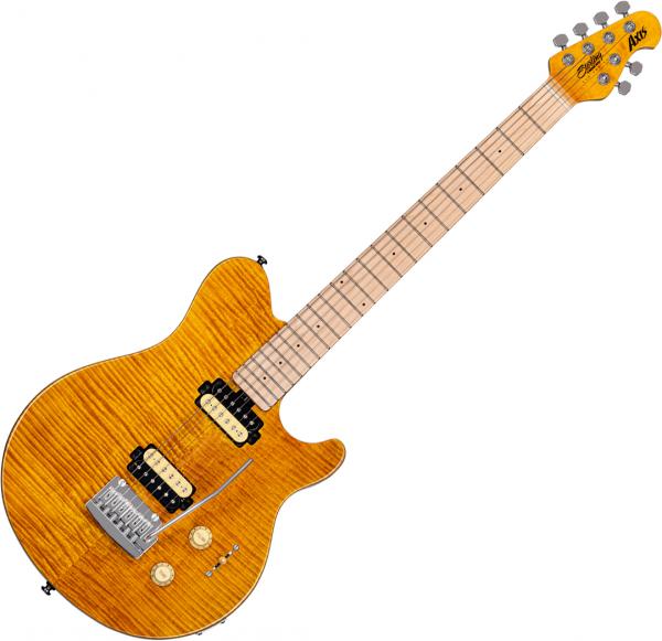 Guitare électrique solid body Sterling by musicman Axis Flame Maple AX3FM (MN) - Trans gold
