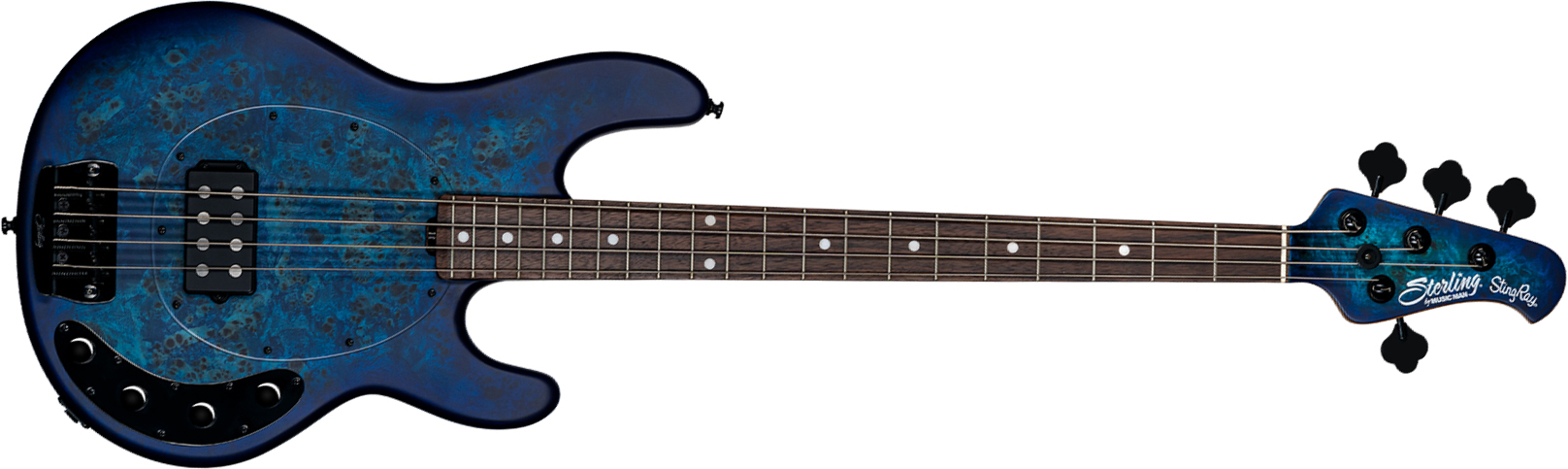 Sterling By Musicman Stingray Ray34pb Active Rw - Neptune Blue Satin - Basse Électrique Solid Body - Main picture