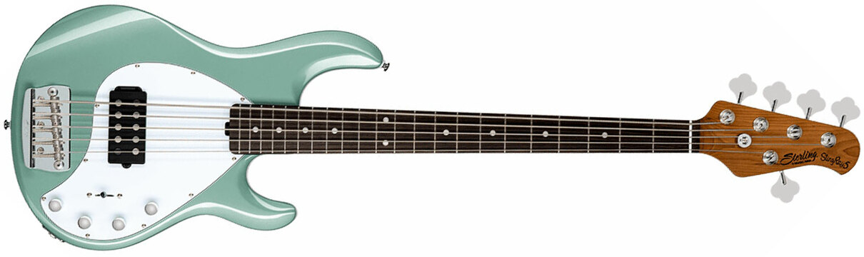 Sterling By Musicman Stingray Ray35 5c Active 1h Rw - Dorado Green - Basse Électrique Solid Body - Main picture
