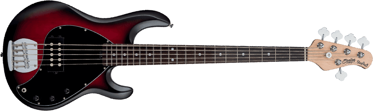 Sterling By Musicman Sub Ray5 5-cordes Active Jat - Red Ruby Burst Satin - Basse Électrique Solid Body - Main picture