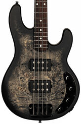 Basse électrique solid body Sterling by musicman Stingray Ray34HHPB (RW) - Trans black satin