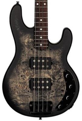 Basse électrique solid body Sterling by musicman Stingray Ray34HHPB (RW) - Trans black satin