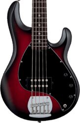 Basse électrique solid body Sterling by musicman SUB Ray5 (JAT) - Red ruby burst satin