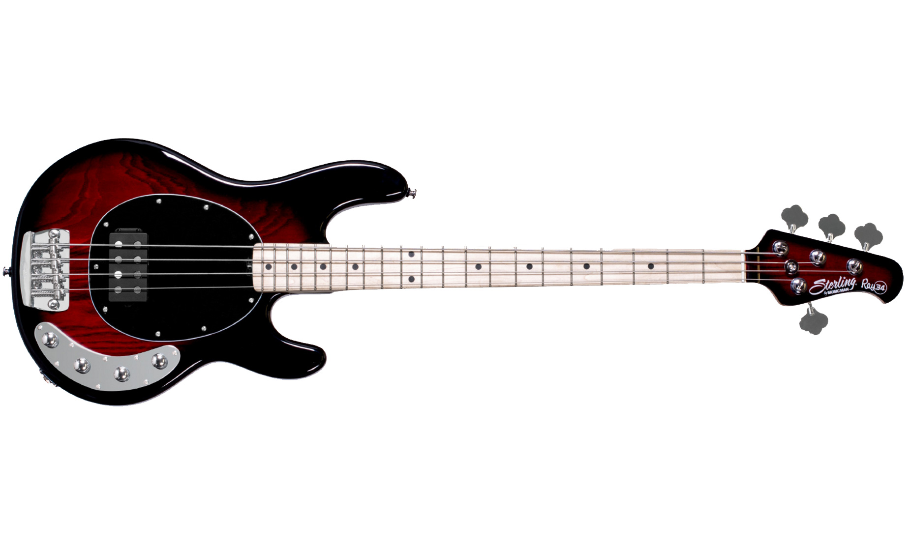Sterling By Musicman Stingray Ray34 Active Mn - Ruby Red Burst - Basse Électrique Solid Body - Variation 1