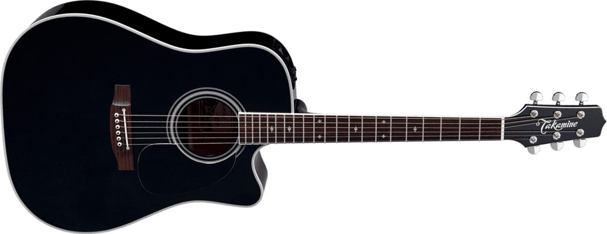 Takamine Ef341sc Legacy Dreadnought Cw Epicea Erable Ct4bii - Black - Guitare Electro Acoustique - Main picture