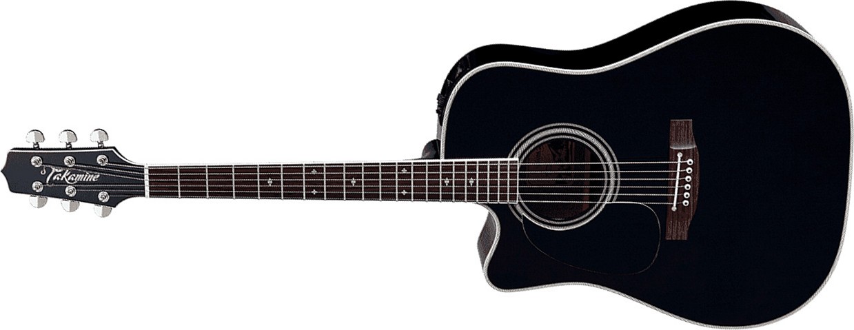 Takamine Ef341sclh Legacy Japan Dreadnought Cw Gaucher Epicea Erable Ct4bii - Black - Guitare Electro Acoustique - Main picture