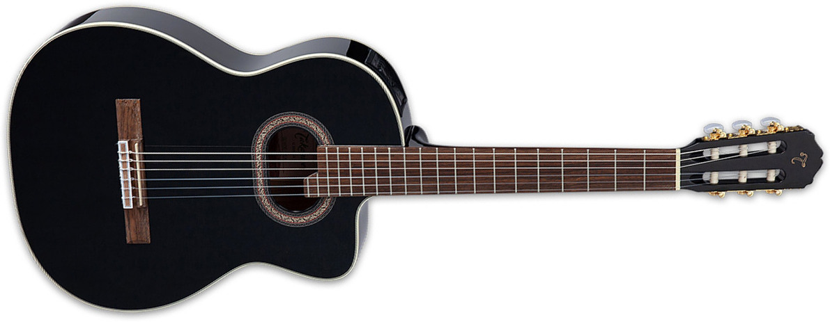 Takamine Gc6ce Blk 4/4 Cw Epicea Noyer Lau - Black - Guitare Classique Format 4/4 - Main picture