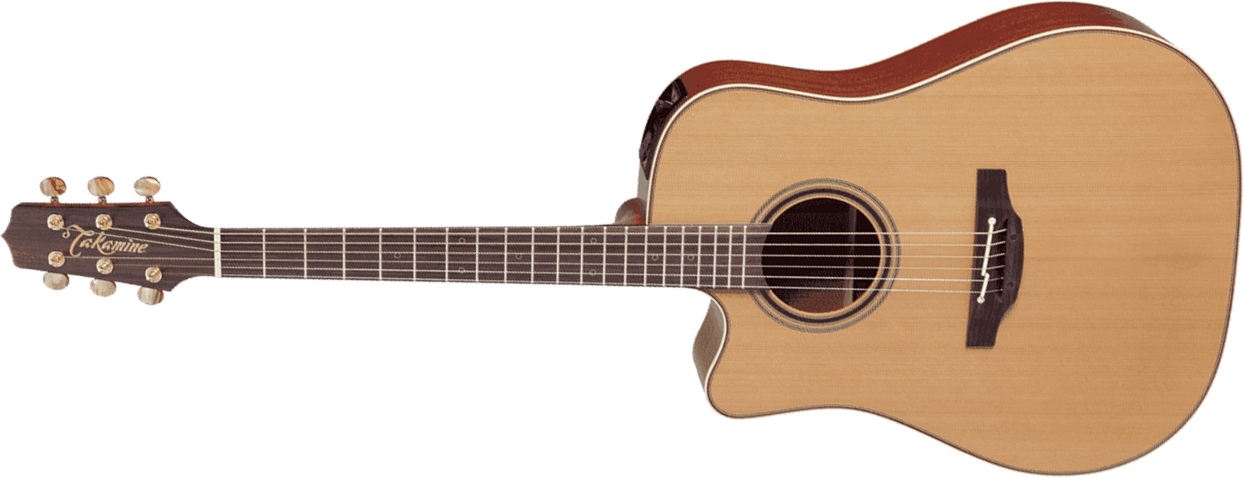 Takamine P3dclh Pro Japan Dreadnought Cw Gaucher Cedre Sapele - Natural Satin - Guitare Electro Acoustique - Main picture