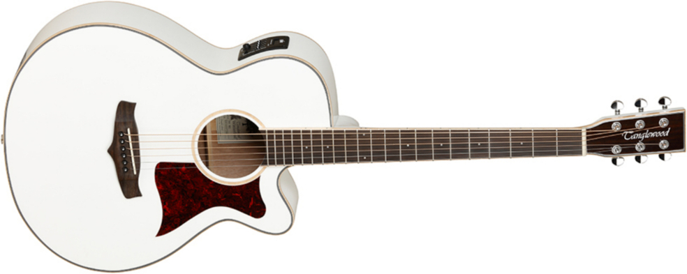 Tanglewood Tw4wh Winterleaf Super Folk Cutaway - White Gloss - Guitare Acoustique - Main picture