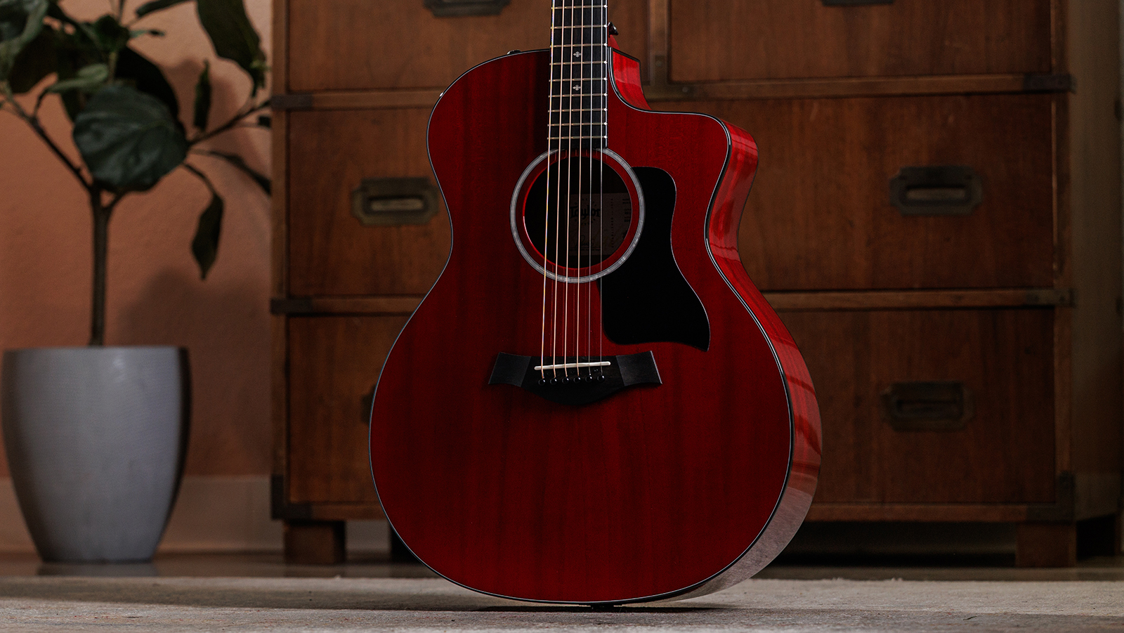 Taylor 224ce Plus Special Edition Grand Auditorium Cw Acajou Sapele Eb Es2 - Trans Red - Guitare Folk - Variation 2