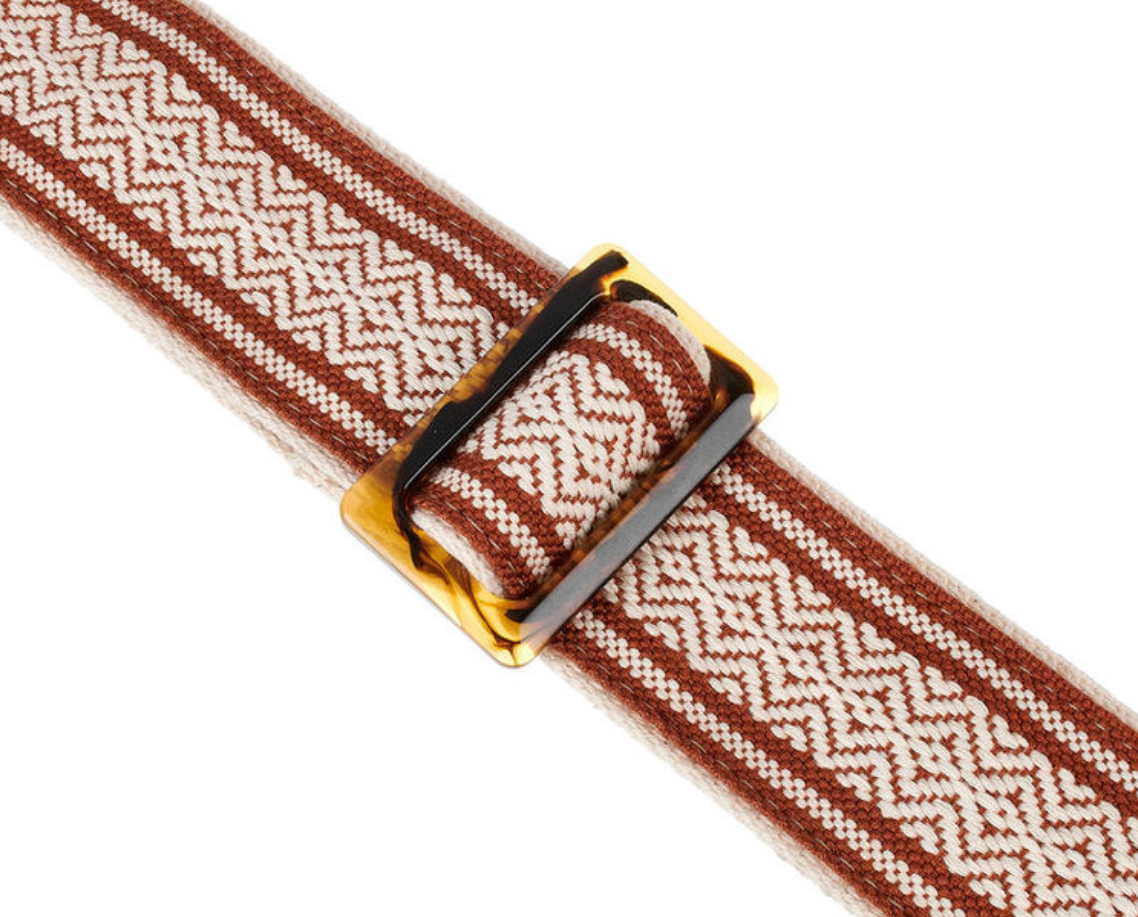 Taylor Academy Strap Wht-brn Jacquard Cotton 2 Inches - Sangle Courroie - Variation 3