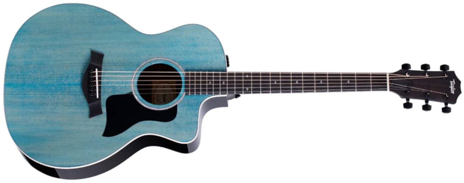 Taylor 214ce Dlx Ltd Grand Auditorium Cw Epicea Erable Eb Es2 - Trans Blue Top - Guitare Electro Acoustique - Main picture