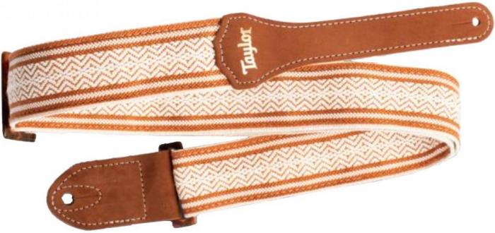Sangle courroie Taylor Academy 2inc. Cotton & Jacquard Leather Guitar Strap #4003-20 - White/Brown