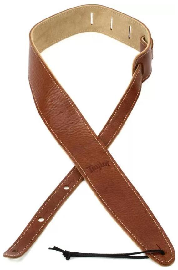 Sangle courroie Taylor Leather Guitar Strap, Suede Back, 2.5 inch - Medium Brown