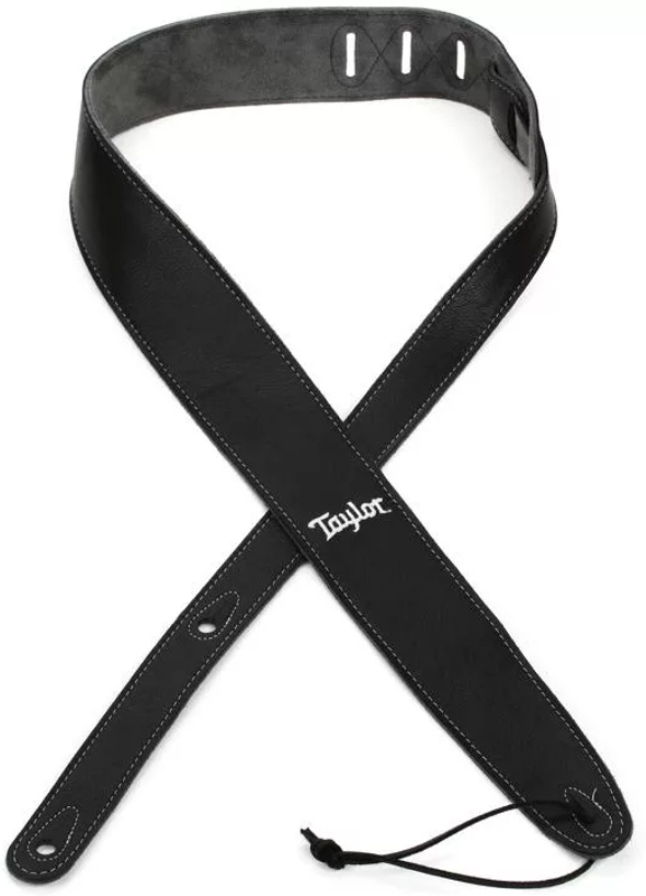 Taylor Strap Black Leather Suede Back 2.5 Inches Black Leather Silver Logo - Sangle Courroie - Main picture