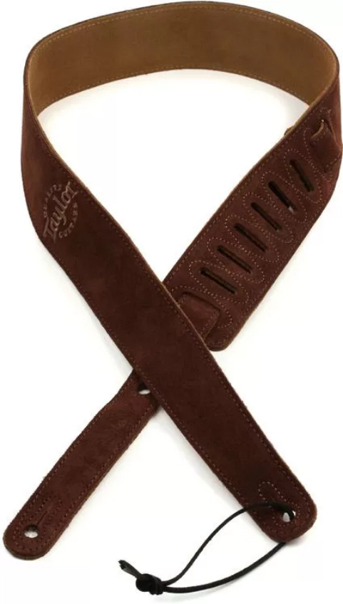 Taylor Strap Embroidered Suede Choc 2.5 Inches - Sangle Courroie - Main picture